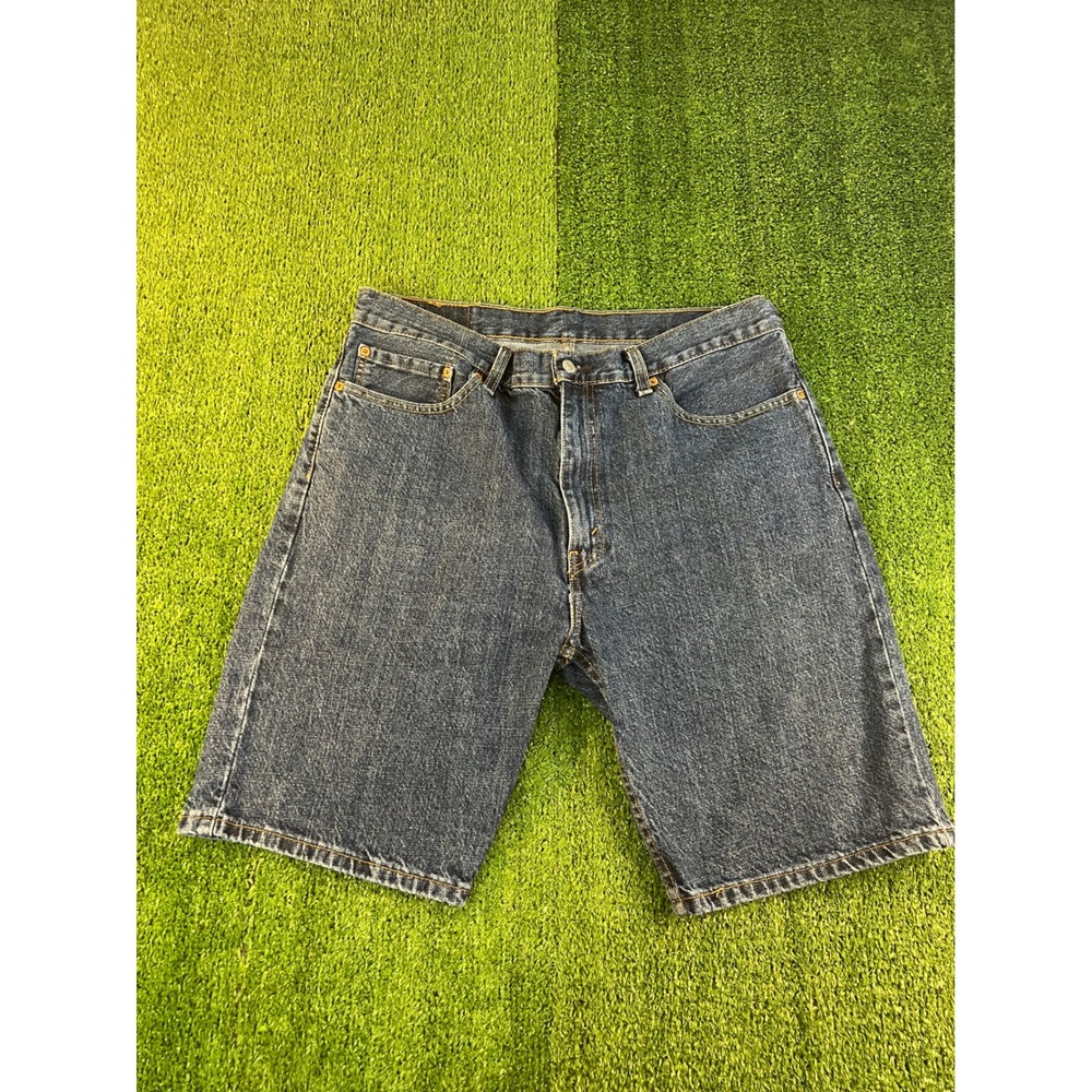 Levis 505 Regular‎ Fit Denim Shorts Mens 36 Dark Wash Blue Jean Jorts 34505-0144